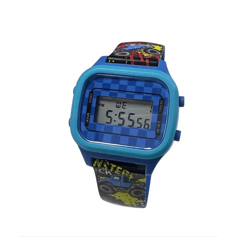 Wonder Nation LED dial kids digital watch (Monster Trucks print)